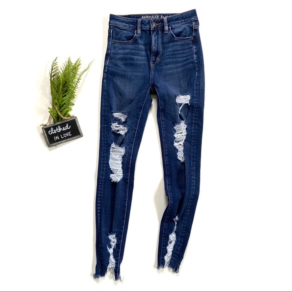 American Eagle Outfitters Denim - American Eagle Super Hi-Rise Distressed Jegging